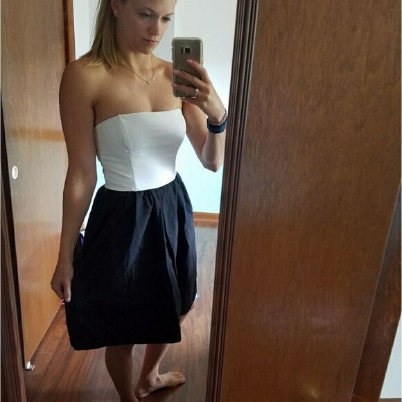💕3 for $20💕 Zara Black White Strapless Dress - Picture 1 of 5